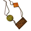 Geometric Bib Necklace with Double Layered Bronze & Copper Chain