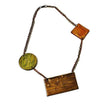 Geometric Bib Necklace with Double Layered Bronze & Copper Chain