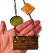 Geometric Bib Necklace with Double Layered Bronze & Copper Chain