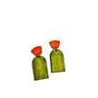 Bold Two-Tone Geometric Earrings, Post or Clip On – 