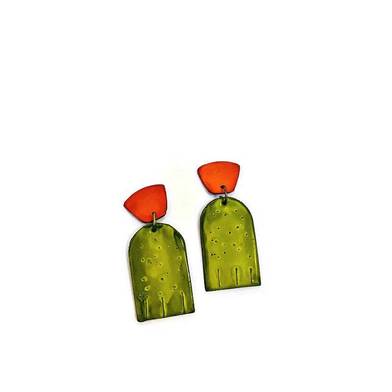 Bold Two-Tone Geometric Earrings, Post or Clip On – 