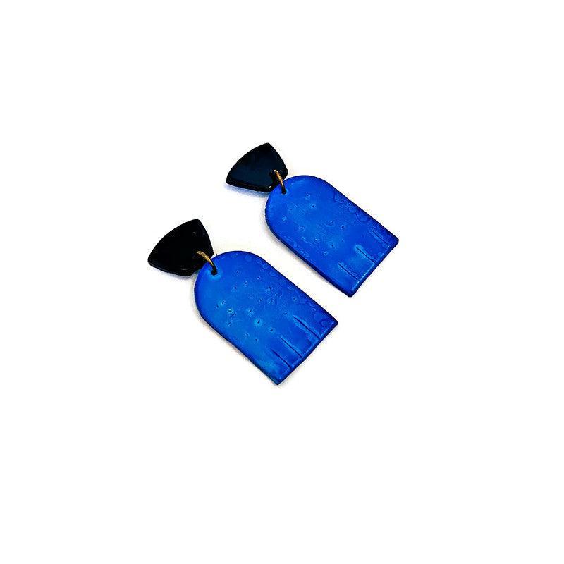 Bold Two-Tone Geometric Earrings, Post or Clip On – 