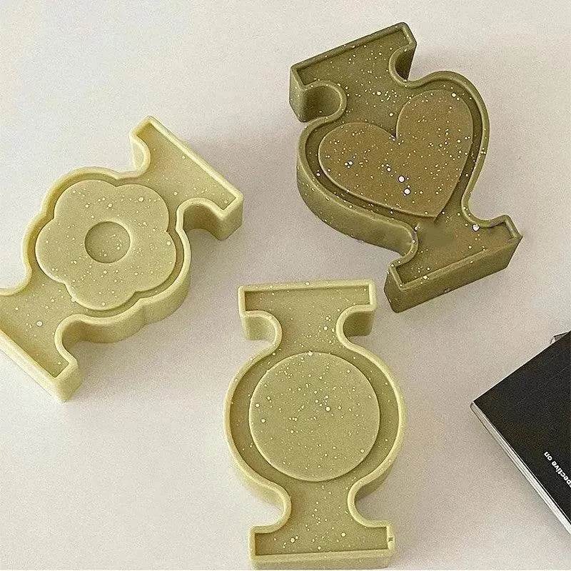Geometric Love Flower Scented Candle Mold
