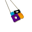 Color Block Statement Pendant Necklace, Four-Piece Design, Handmade Polymer Clay