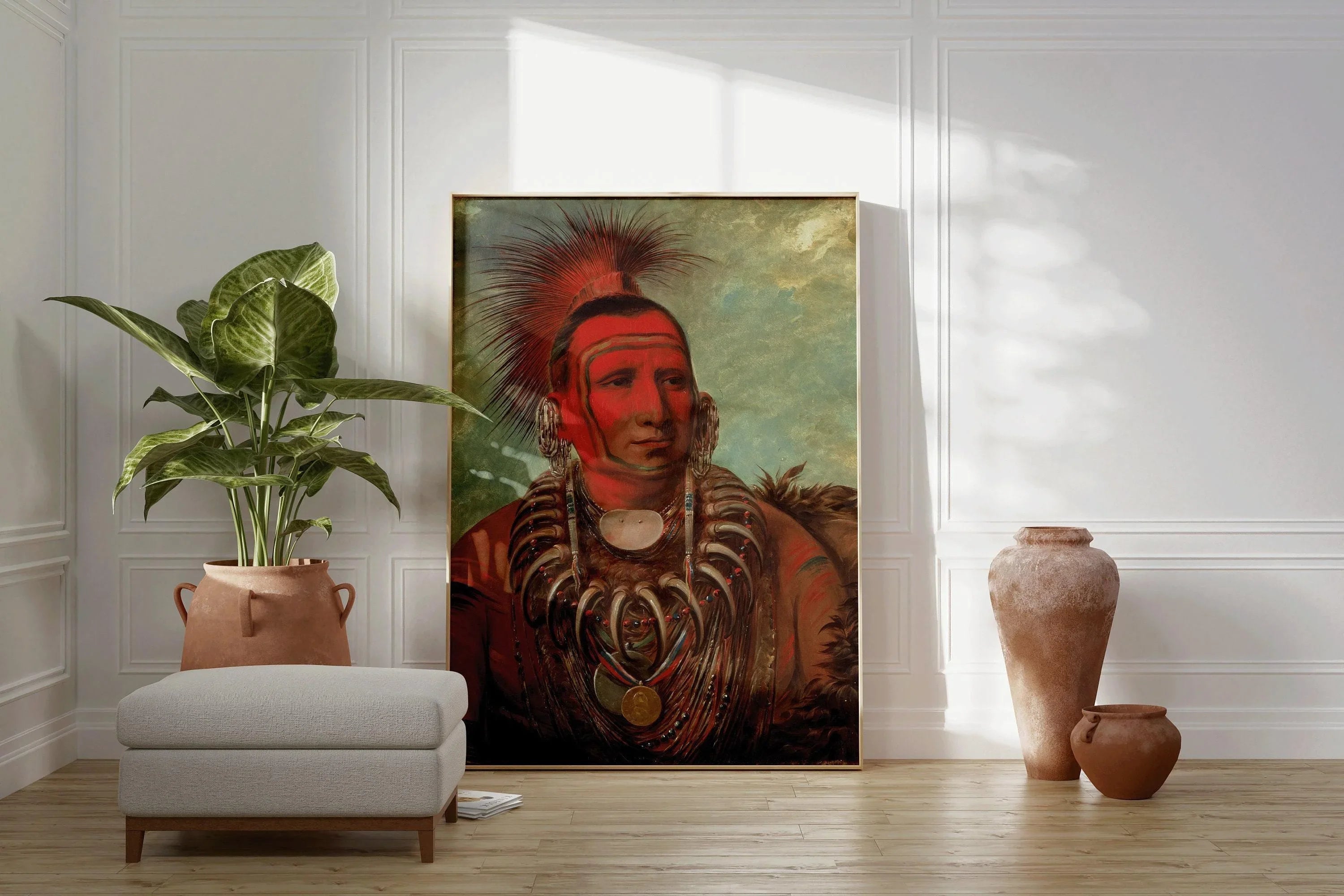 George Catlin Print: Little Wolf, Native American Portrait Art