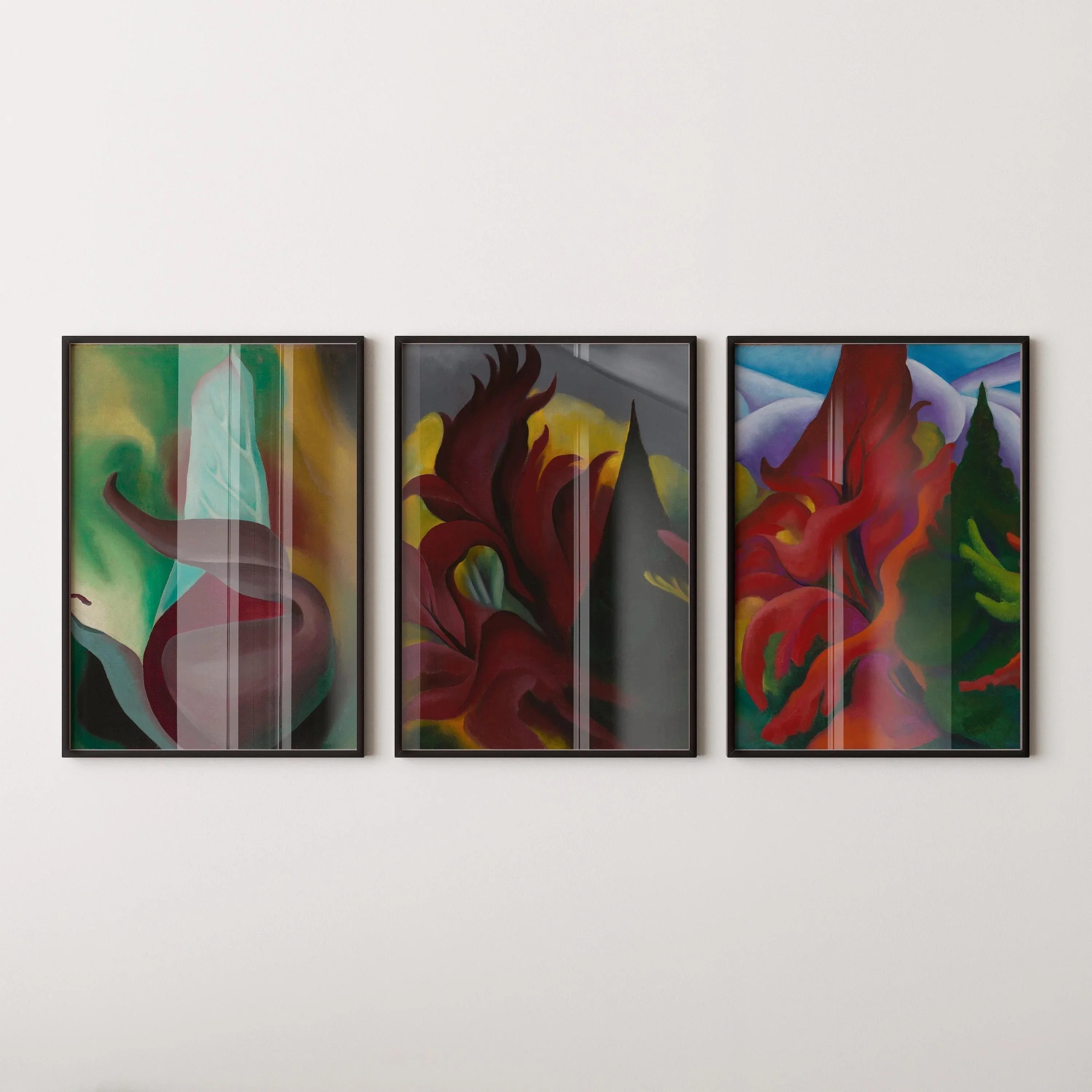 Georgia O'Keeffe Art Print Set: Skunk Cabbage, Red Maple, Autumn Trees
