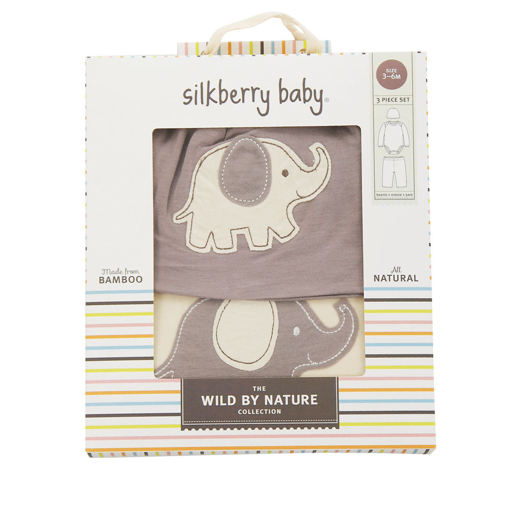 Coffret cadeau bébé en bambou (Moka/Éléphant)