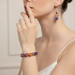 Bracelet et boucles d'oreilles bleu et orange