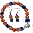 Bracelet et boucles d'oreilles bleu et orange
