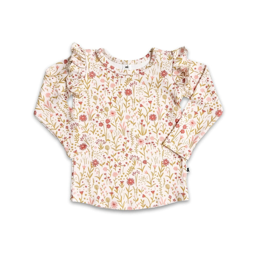 Baby Bamboo Ruffle Shoulder Long Sleeve Shirt | Meadow Muse