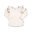 Baby Bamboo Ruffle Shoulder Long Sleeve Shirt | Cream