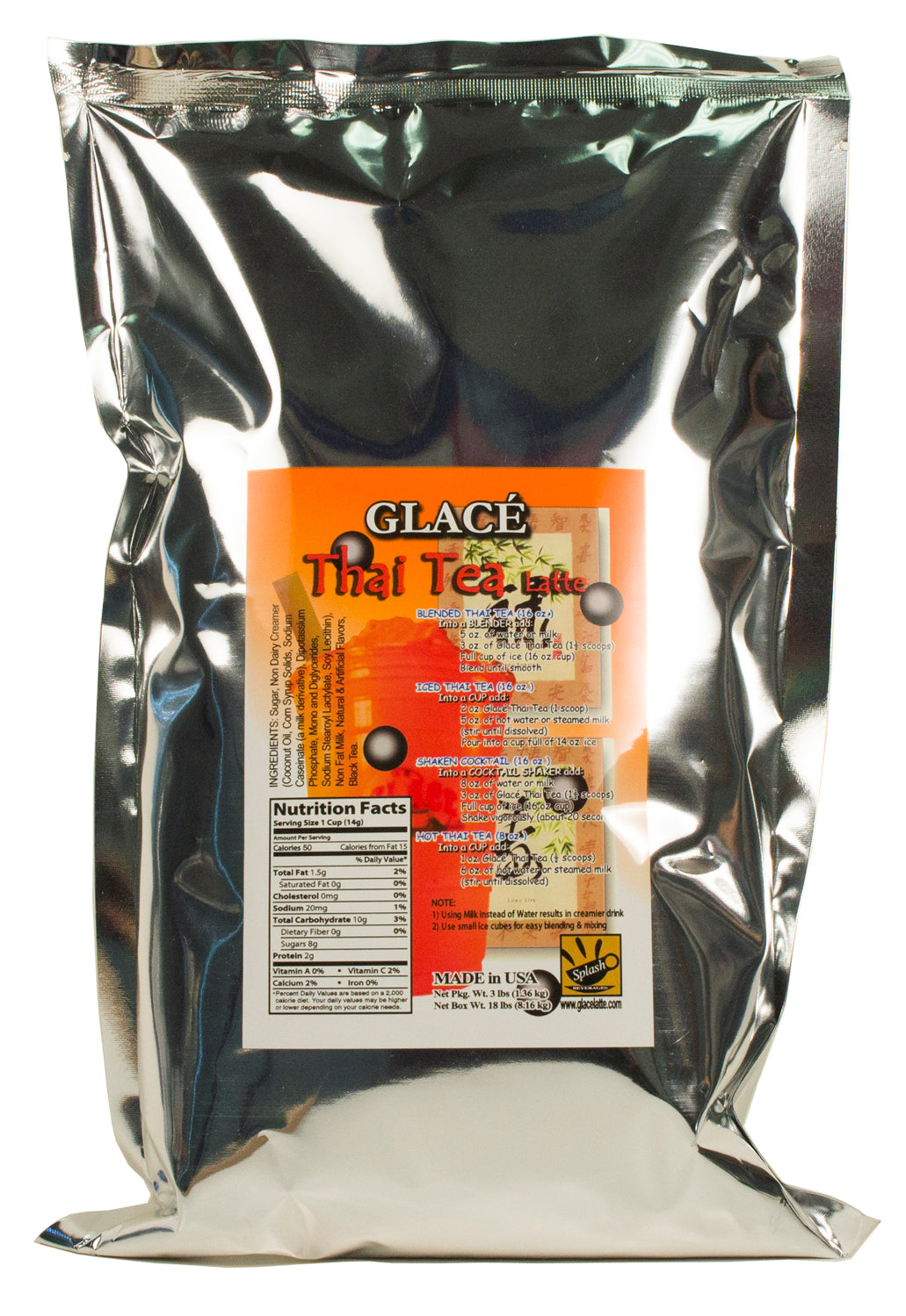 Thai Tea Latte 4 in 1 Bubble Tea / Latte and Frappe Mix - Ships Free Within Canada on Orders Above CAD $199