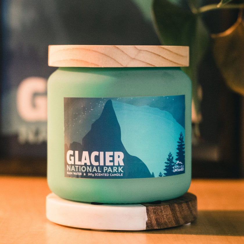 Glacier National Park 'RAIN WATER' Scented Candle, Canada Parks