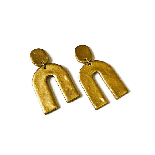 Arch Statement Earrings Handmade (Post or Clip On)- 