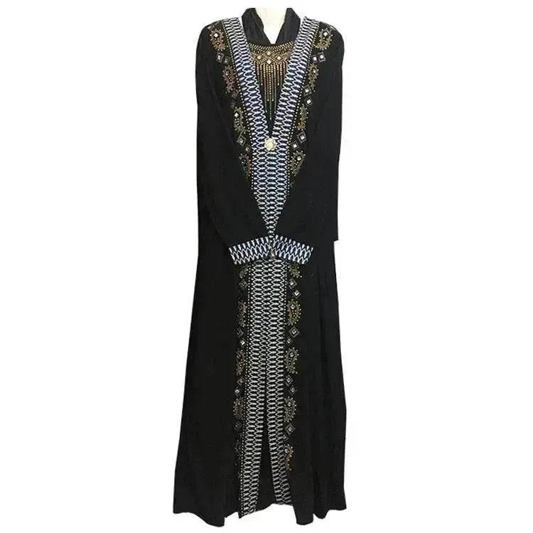 Gold Embroidered Abaya Dress for Turkey Middle East Arab Dubai Women