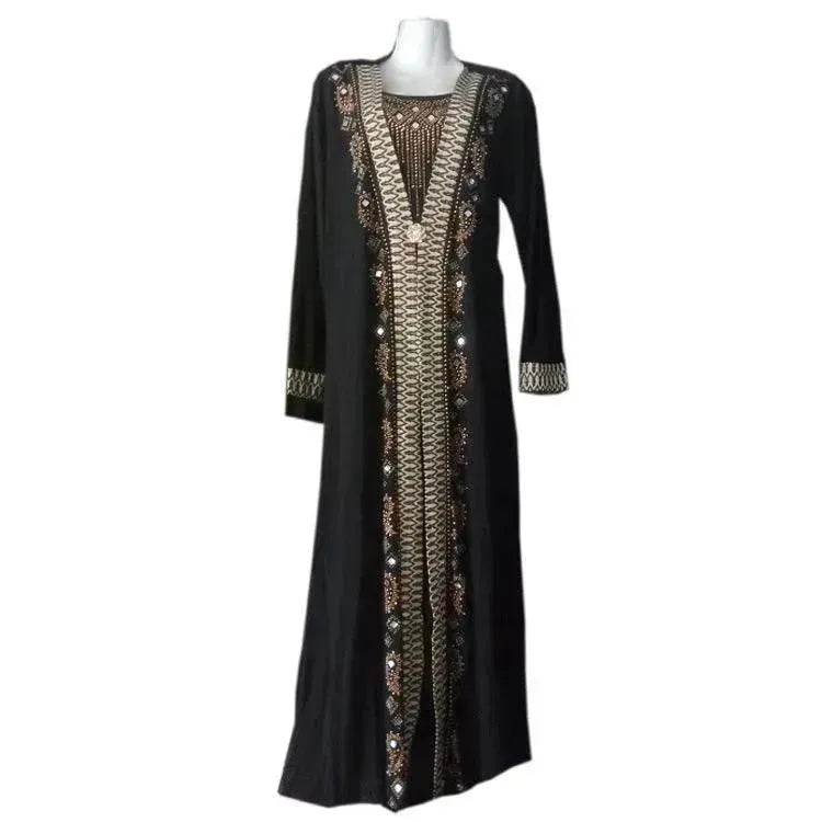 Gold Embroidered Abaya Dress for Turkey Middle East Arab Dubai Women