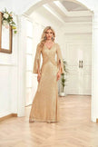 Gold Sequin Slim Fishtail Bridesmaid Banquet Party Wedding Evening Dress