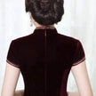 Golden Velvet Retro Modified Beaded Medium-length Cheongsam