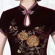 Golden Velvet Retro Modified Beaded Medium-length Cheongsam