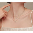 Gorgeous Shiny Choker - 925 Sterling Silver Geometric Cut Zircon Pendant Necklace