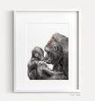 Baby Gorilla and Mom Art Print