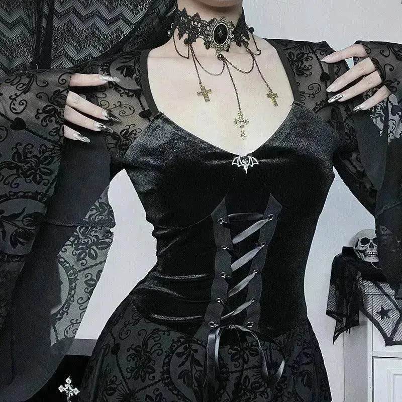 Gothic Vintage Fashion Elegant Classy Retro Mini Black Dress