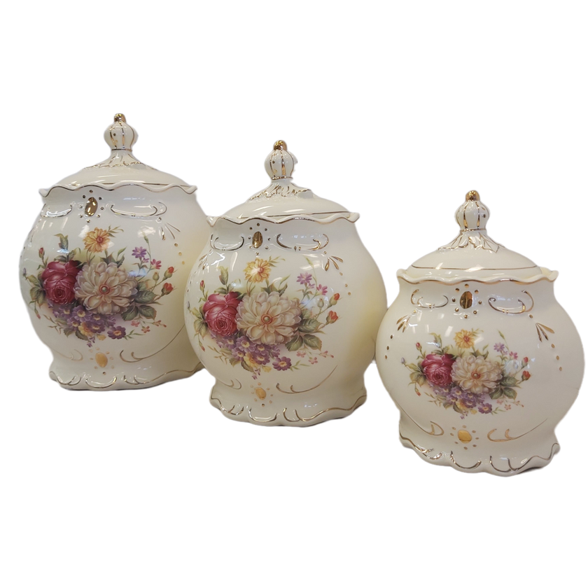 3 piece Canister Set-Flower