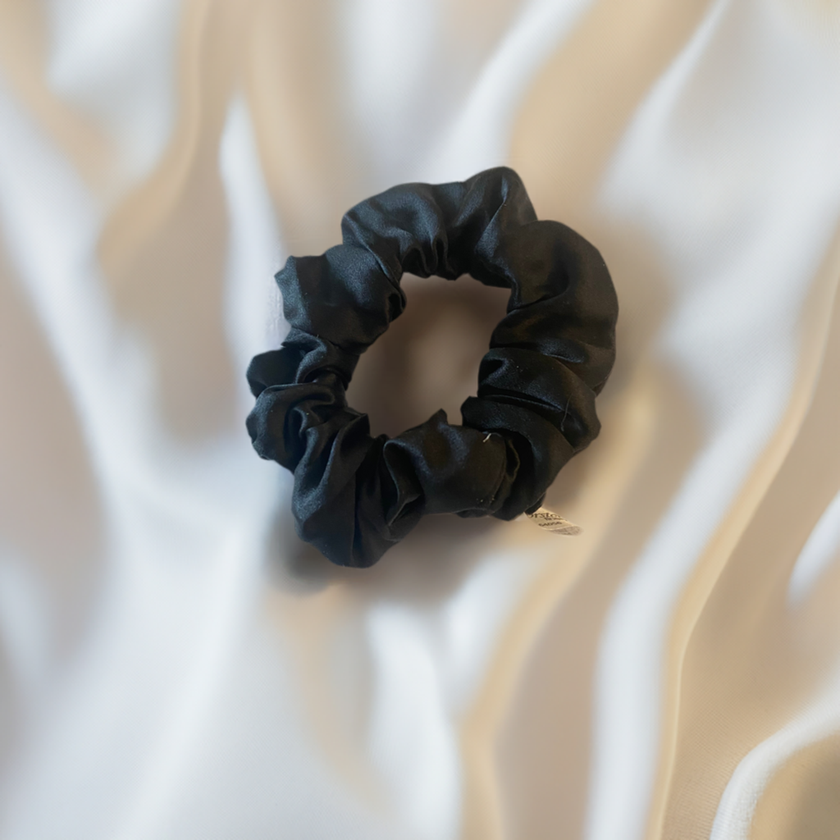 Silk Hair Scrunchie Black