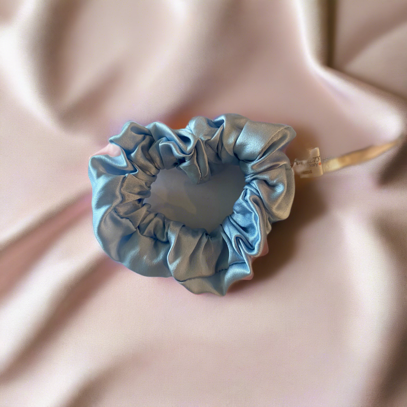 Silk Hair Scrunchie Light Blue