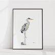 Heron NO 1 - Colored Blue Heron in water - art print