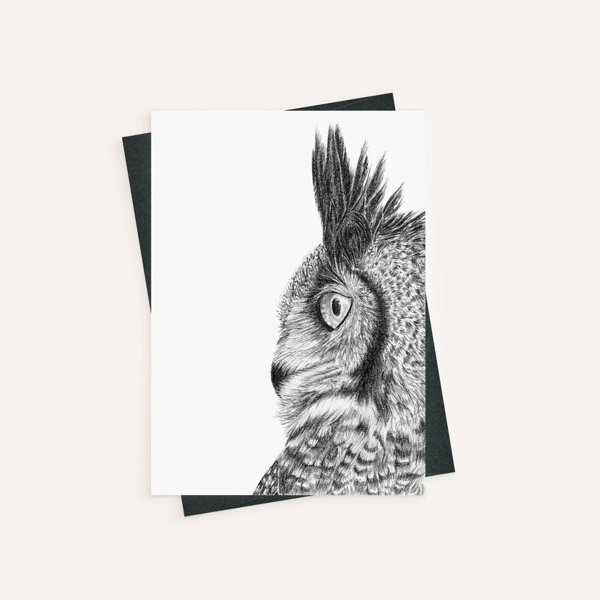 Great horned owl - greeting card