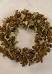 Green Hops Wreath with Fall Leaves