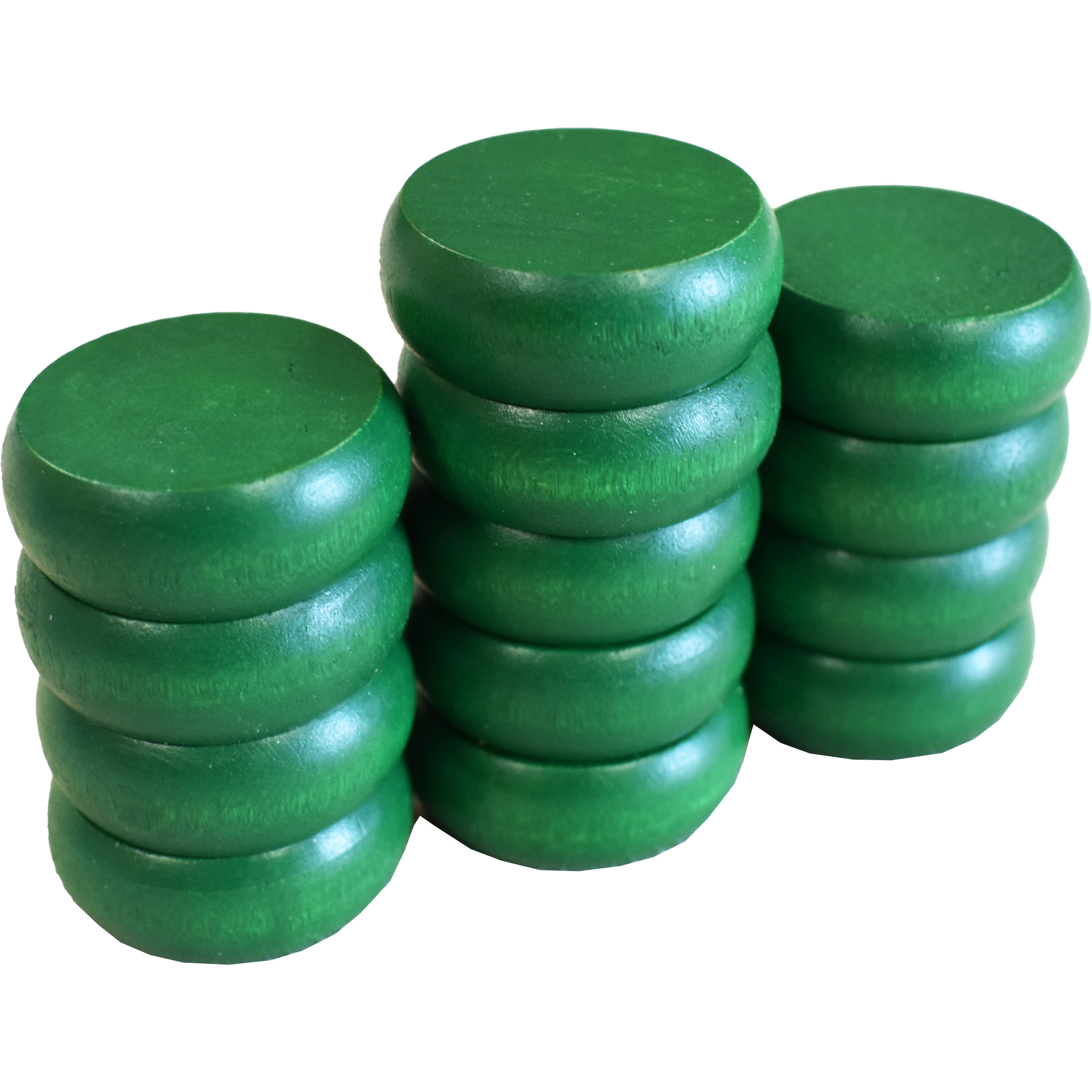 13 Mini Green Crokinole Discs - Half Set (Shiny Finish)