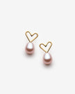 Boucles d'oreilles coeurs avec grosses perles roses