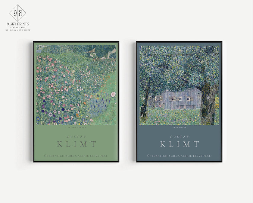 Gustav Klimt Art Prints: Farmhouse and Italian Garden Duo