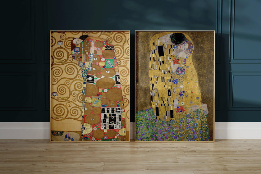 Gustav Klimt STATEMENT DUO Prints - The Embrace and The Kiss |  | Iconic Art Famous Painting available framed