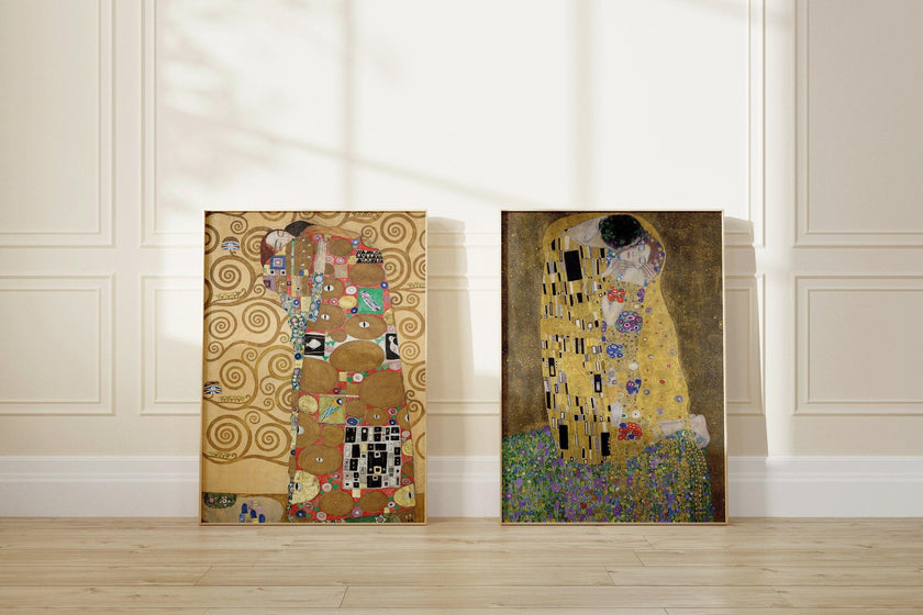 Gustav Klimt STATEMENT DUO Prints - The Embrace and The Kiss |  | Iconic Art Famous Painting available framed