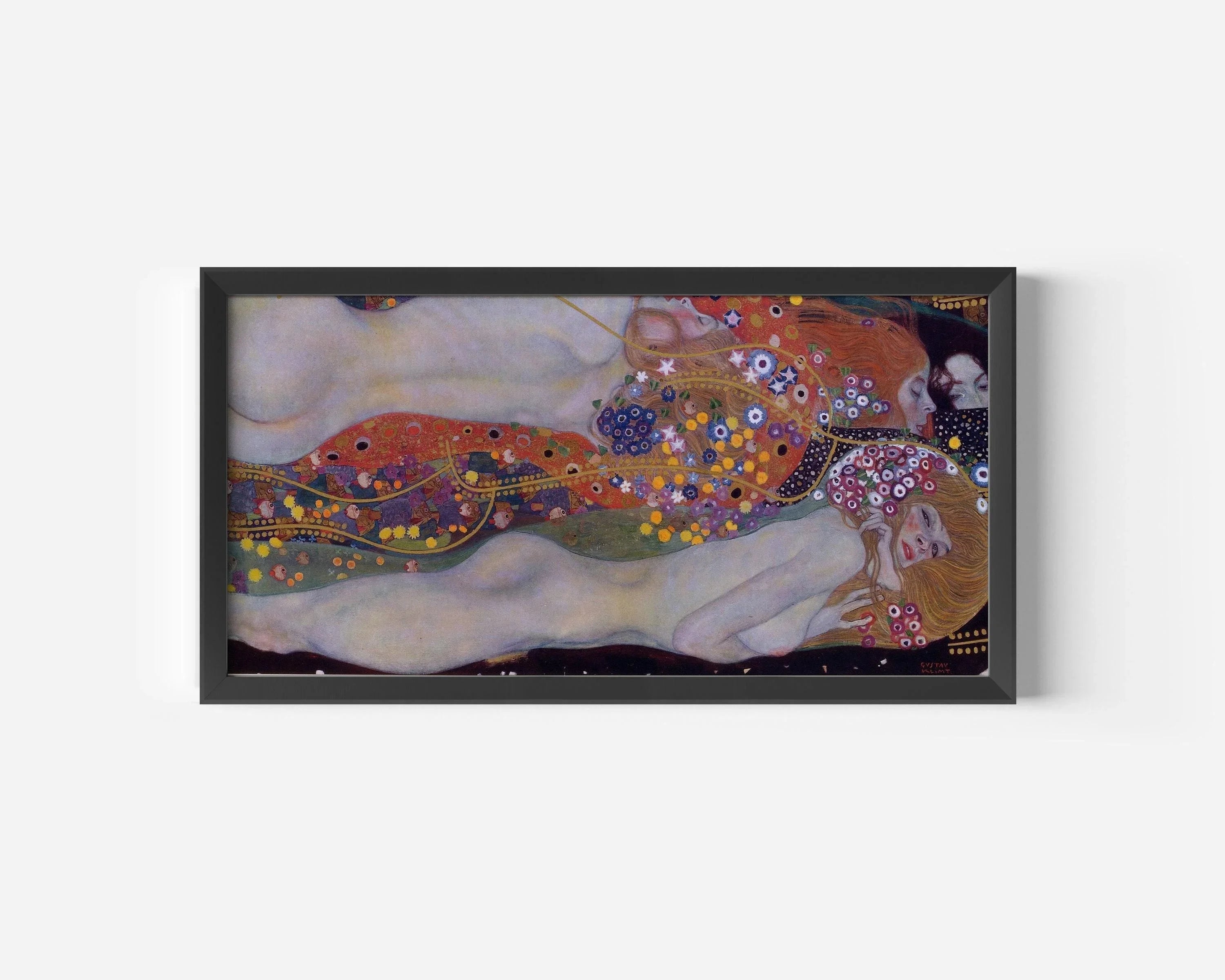 Gustav Klimt - Water Serpents II | Vintage Wide Panoramic Art (available handframed or unframed) 2x1