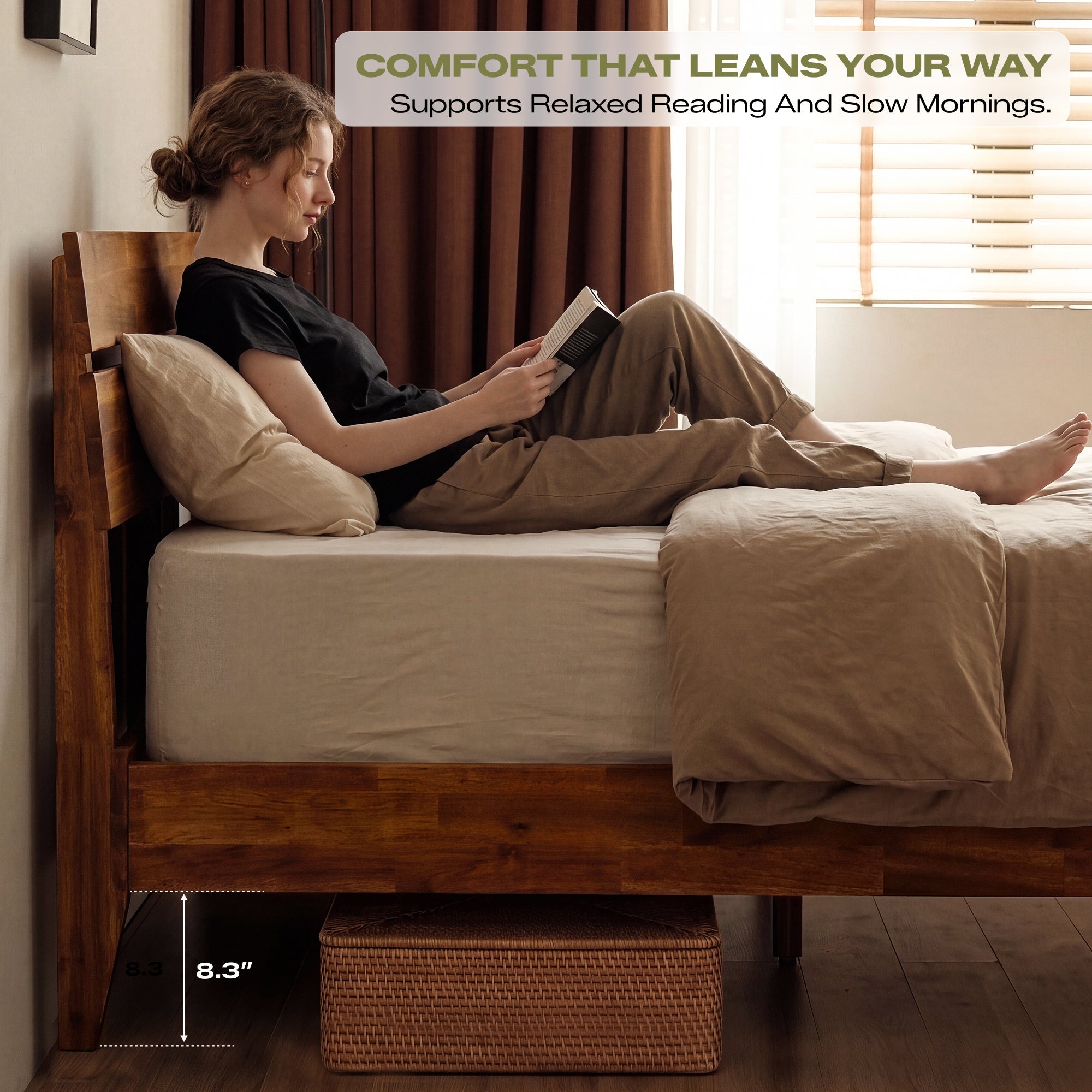 Aurora Solid Wood Bed Frame