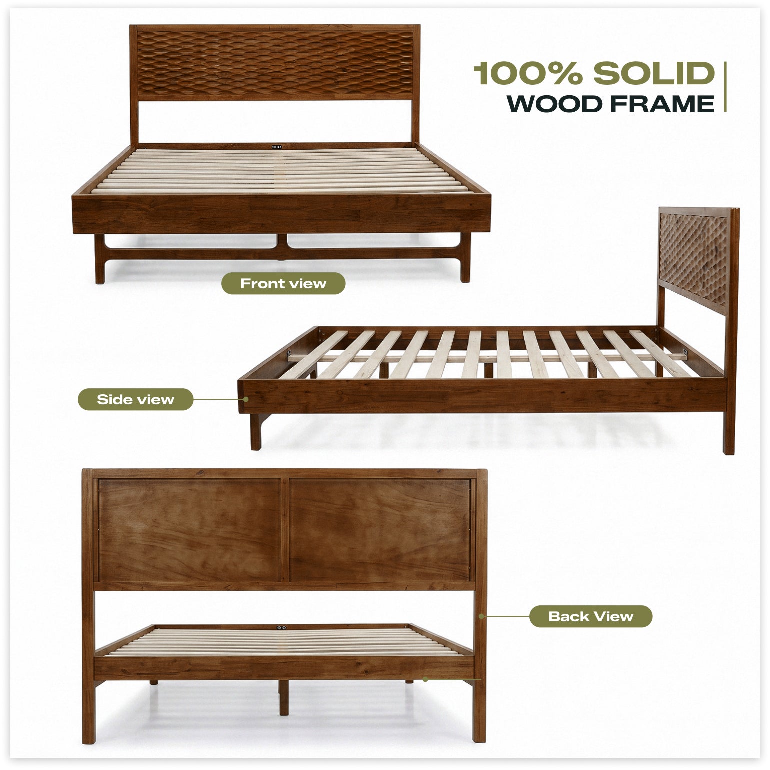 Elara Solid Wood Bed Frame