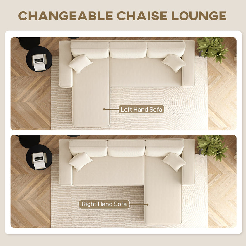 Ronny Reversible Sectional with Changeable Chaise-Cream White