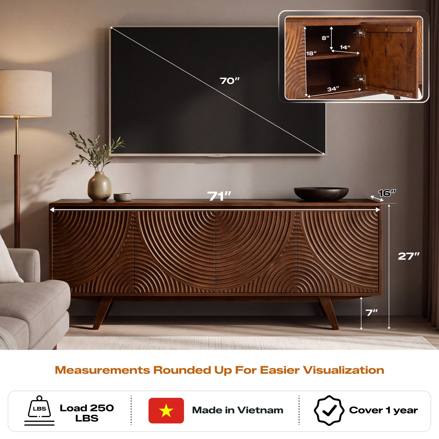 Harmony Solid Wood TV Stand