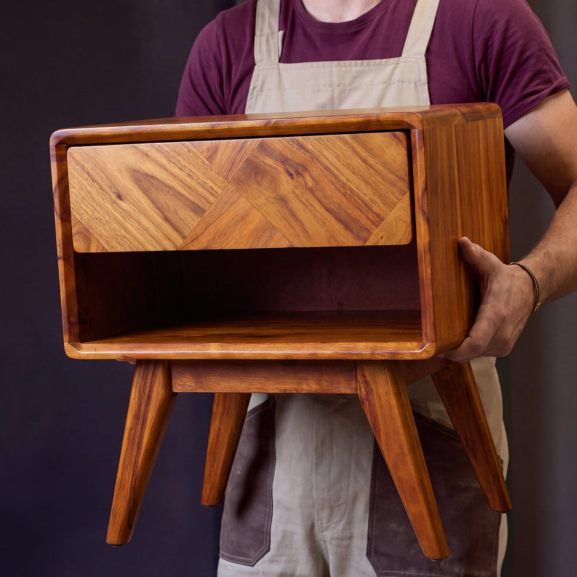 Laden Handcrafted Solid Wood Nightstand