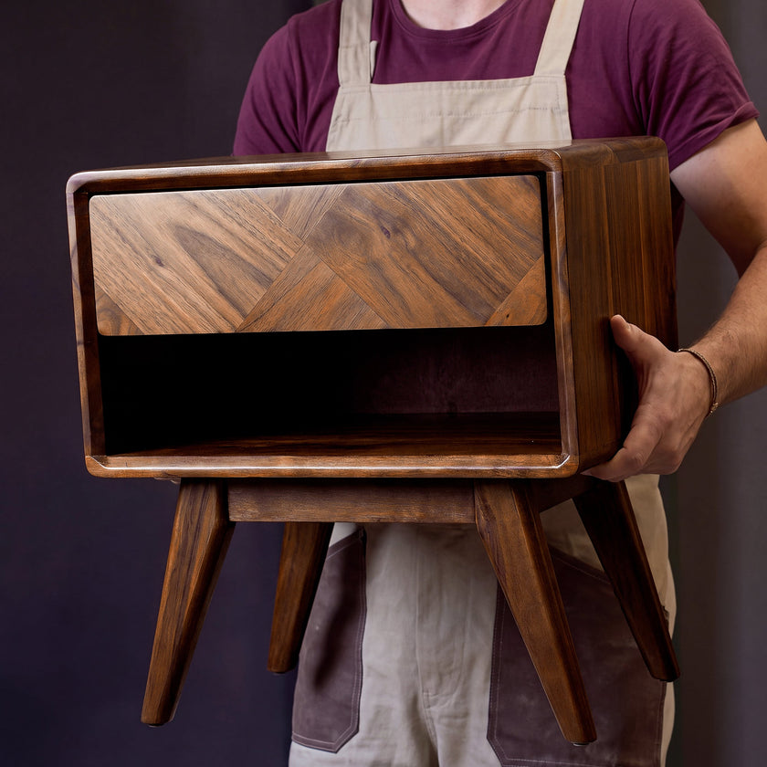 Laden Handcrafted Solid Wood Nightstand