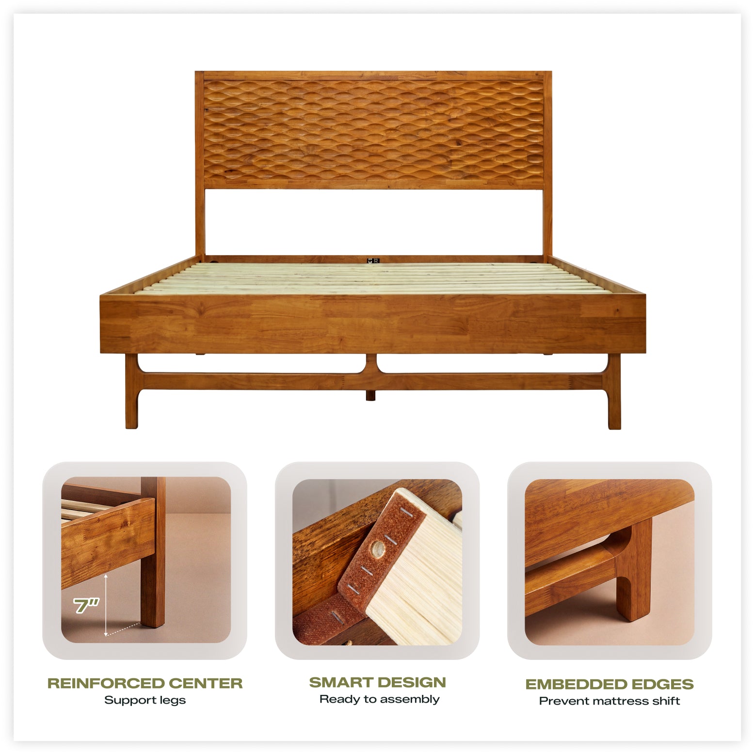 Elara Solid Wood Bed Frame