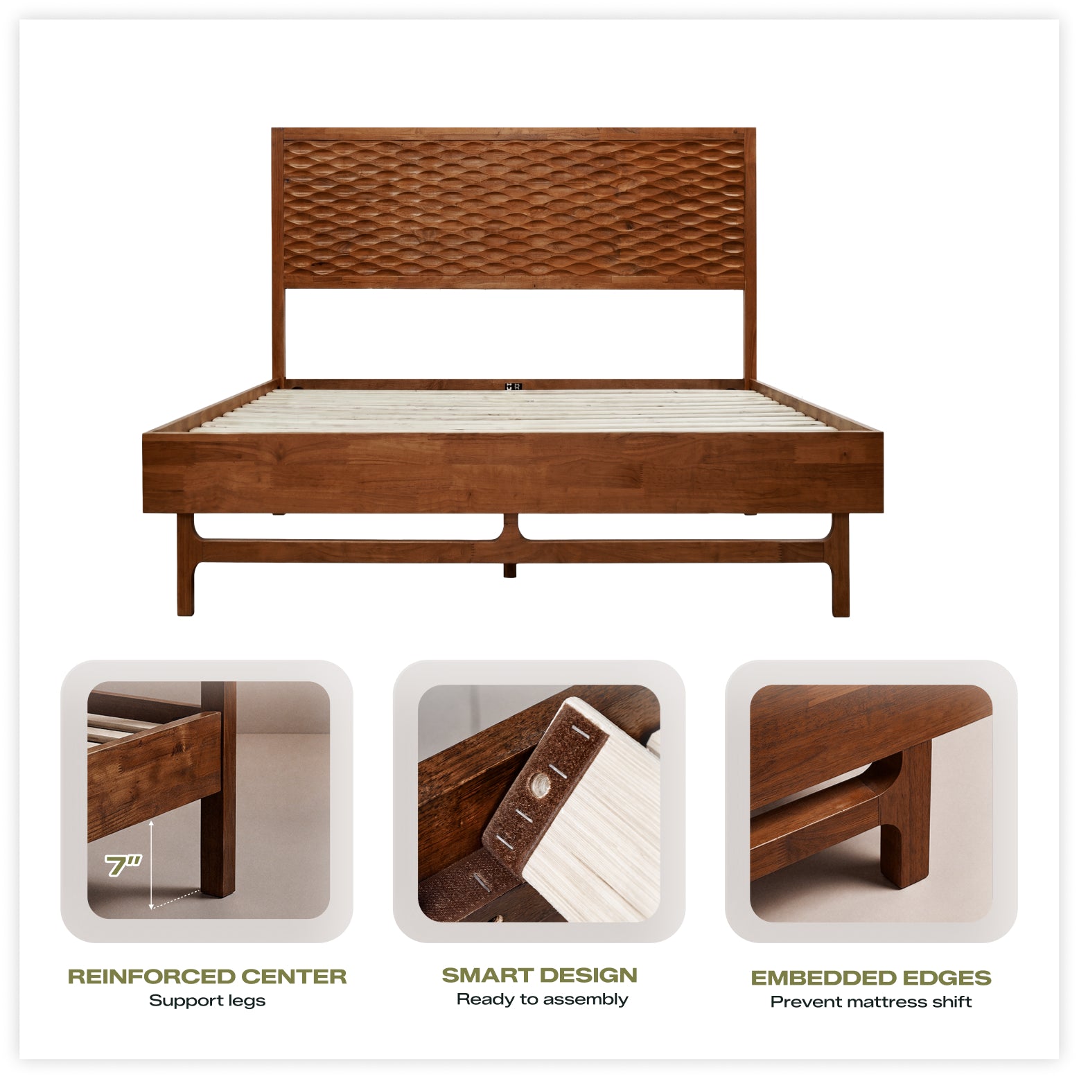 Elara Solid Wood Bed Frame