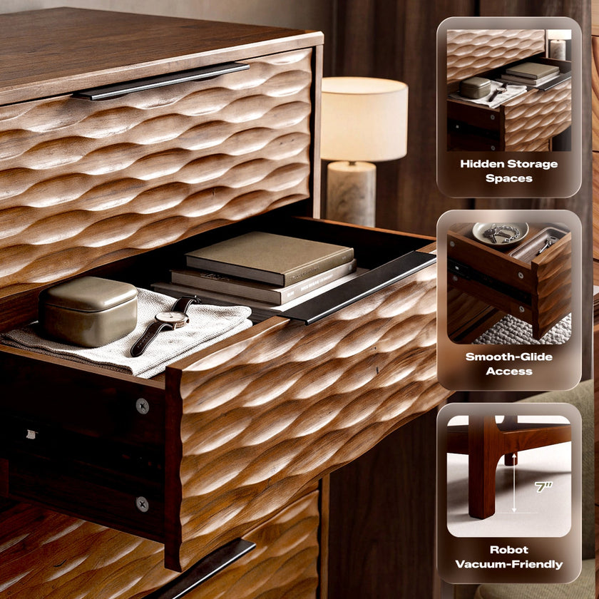 Elara Solid Wood Dresser with 5 Drawers