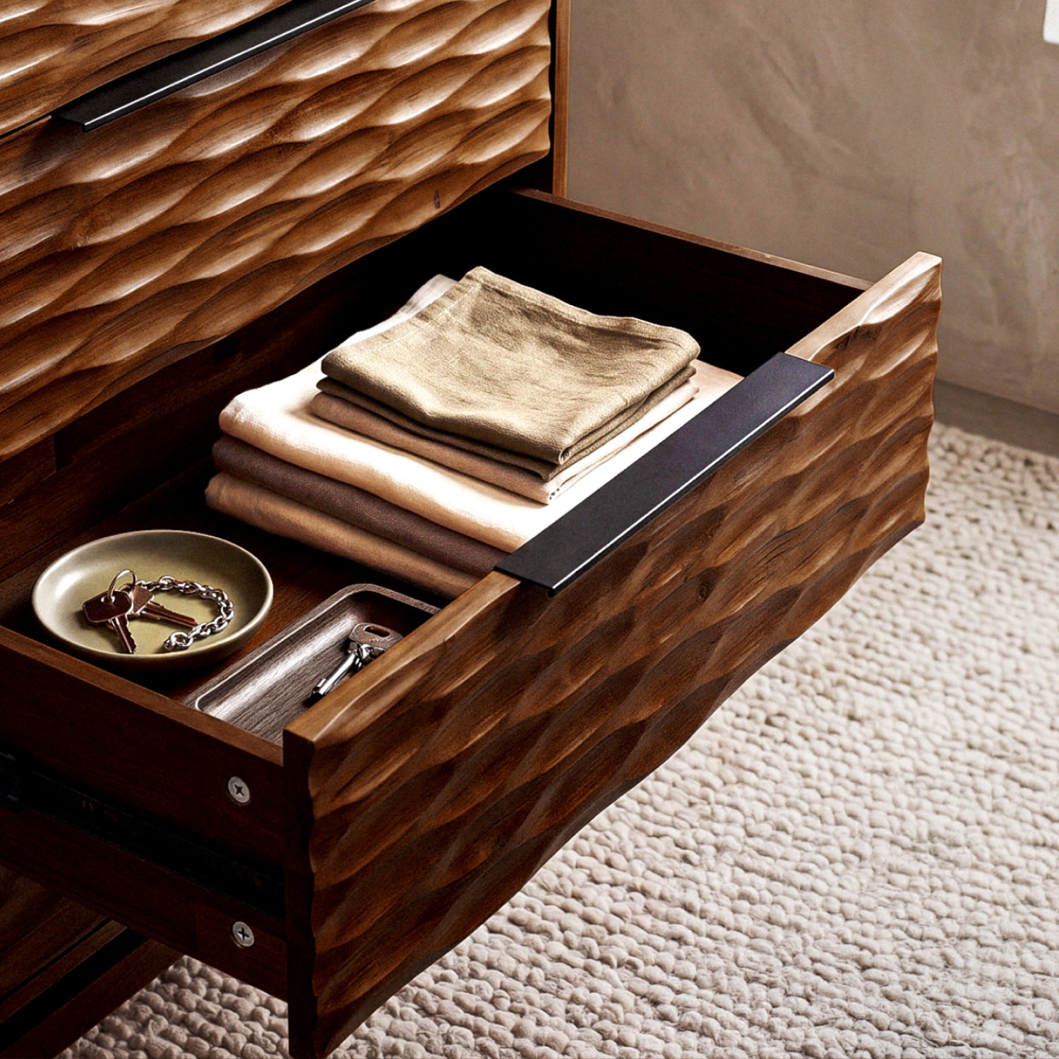 Elara Solid Wood Dresser with 5 Drawers