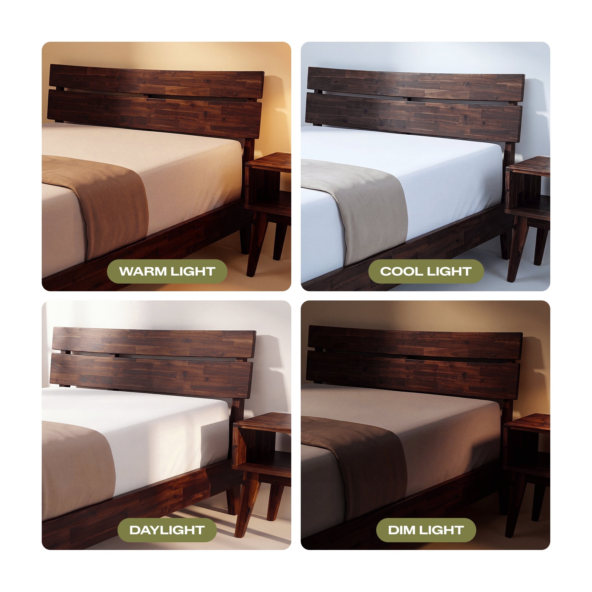 Aurora Solid Wood Bed Frame