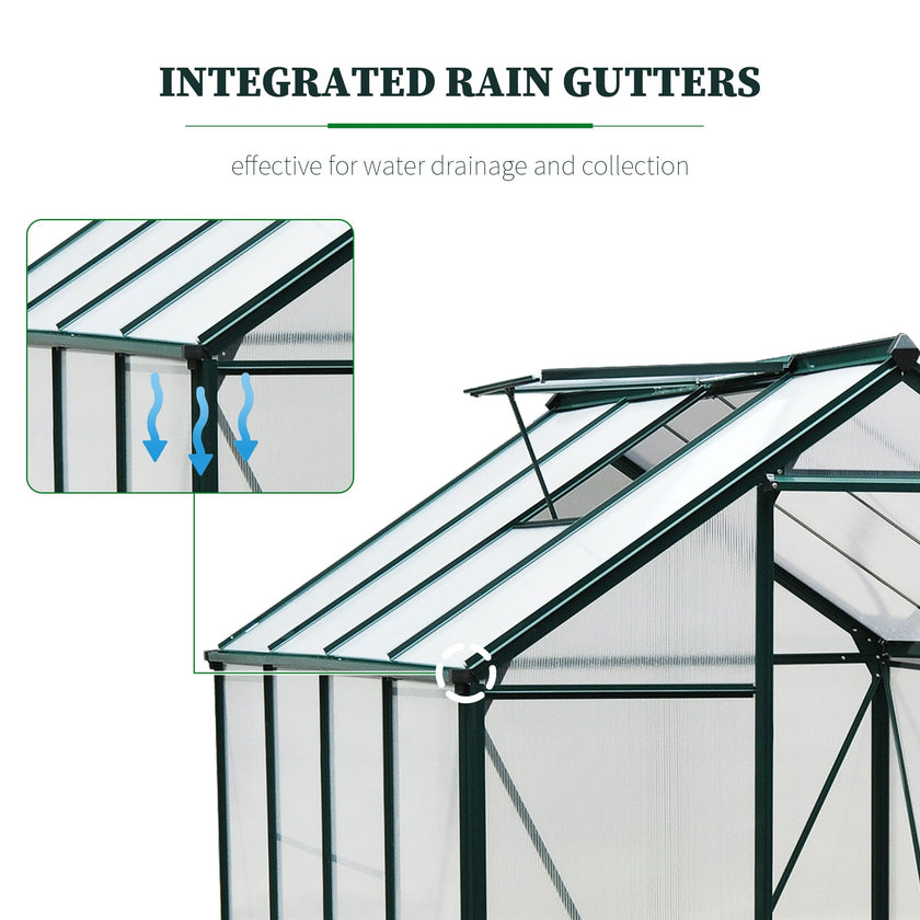 Outsunny 6'x8'x7' Walk-in Greenhouse Clear Polycarbonate Panels Plants Flower Growth Shed Outdoor Warm House